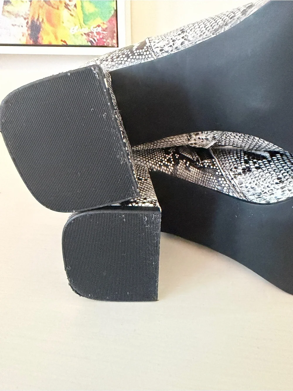Madden Girl Grey & Black Snakeprint Booties, Size 8
